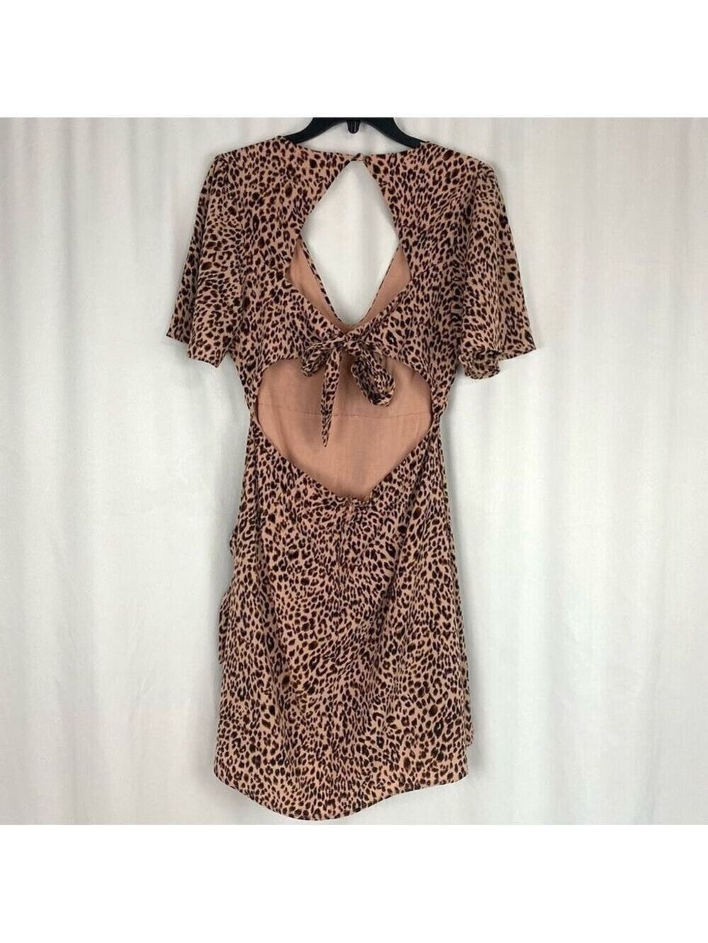4SI3NNA Hasmik Leopard-Print Tie-Waist Mini Dress Women’s Large - Picture 14 of 15